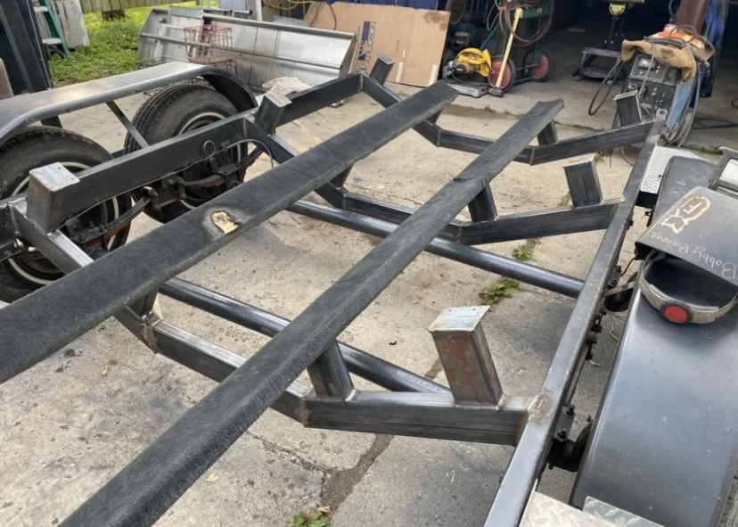 Custom trailer frame fabricated by Bobby's Welding